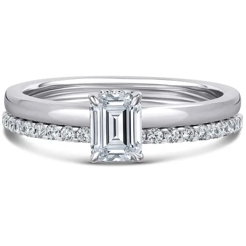 Platinum Emerald Diamond Bridal Set - Briar